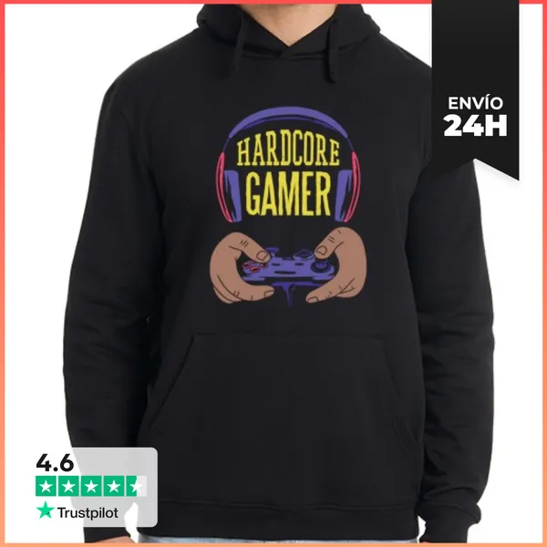Sudadera Unisex Con Capucha Hardcore Gamer LaTostadora