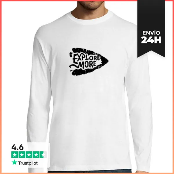 Camiseta Hombre Manga Larga Explorar Más Flecha LaTostadora