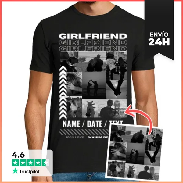 Camiseta Hombre Clásica Camiseta Girlfriend Foto Personalizable