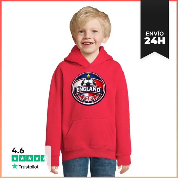 Sudadera Para Niños Con Capucha Fútbol Inglaterra 2026