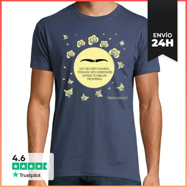 Camiseta Hombre Clásica Frida Kahlo Otro Planeta Hombre, Manga