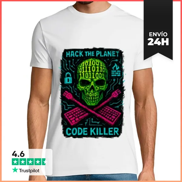 Camiseta Hombre Clásica Ciberseguridad Hackea El Planeta