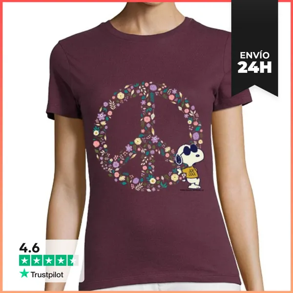Camiseta Mujer Clásica Joe Cool Snoopy Peace LaTostadora