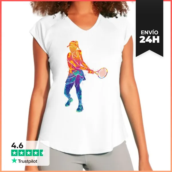 Camiseta Deportiva Mujer Deportes De Tenis De Acuarela