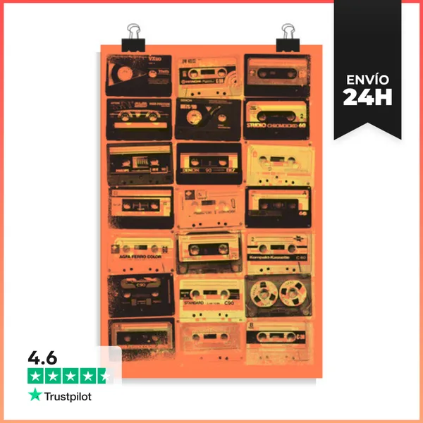 Póster Vertical Casetes Vintage LaTostadora