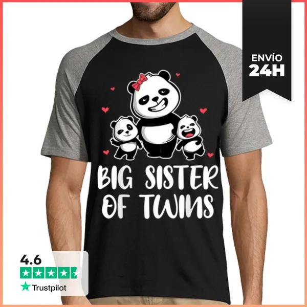 Camiseta Hombre, Estilo Béisbol Hermana Mayor De Gemelos Hermana
