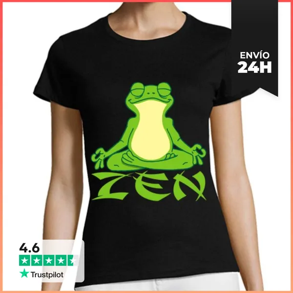Camiseta Mujer Clásica Rana Zen Que Hace Yoga LaTostadora