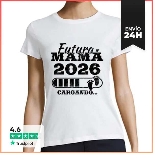 Camiseta Mujer Clásica Futura Mamá 2026 Cargando LaTostadora