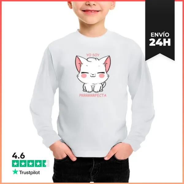 Camiseta Manga Larga Para Niños Soy Prrrfecta LaTostadora