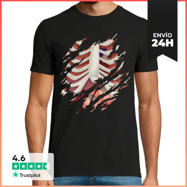 Camiseta Hombre Clásica Esqueleto Anatómico LaTostadora