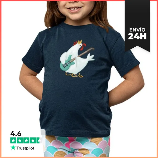 Camiseta Clásica Para Niños Gallina Rock And Roll - Camiseta Niño