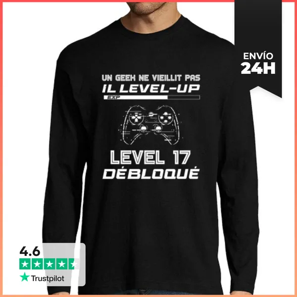 Camiseta Hombre Manga Larga Regalos De Gamer Geek De Cumpleaños
