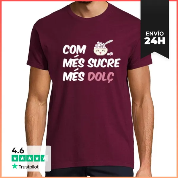 Camiseta Hombre Clásica Com Més Sucre Més Dolç LaTostadora
