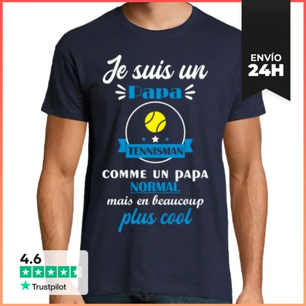 Camiseta Hombre Clásica Papá De Tenis Tenis Dia Del Padre