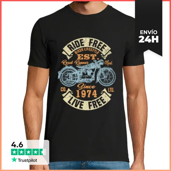 Camiseta Hombre Clásica Motero Desde 1974 LaTostadora