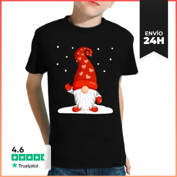 Camiseta Clásica Para Niños Gnomo De Navidad Diablillo Enano