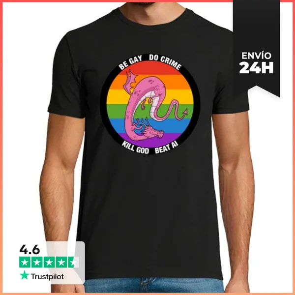 Camiseta Hombre Clásica Sé Gay Haz Crímenes LaTostadora