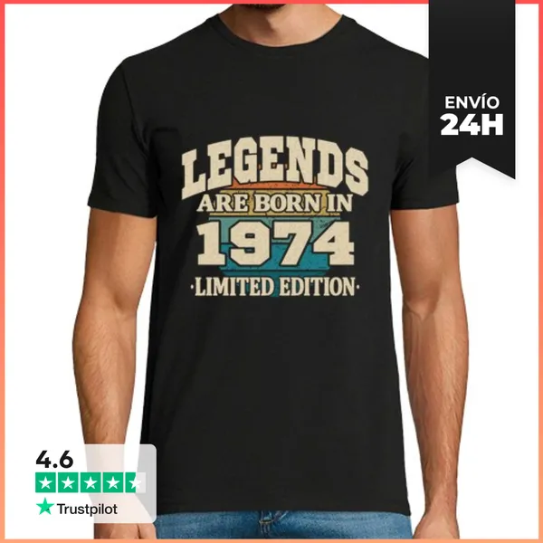 Camiseta Hombre Clásica Las Leyendas Nacen En 1974 LaTostadora