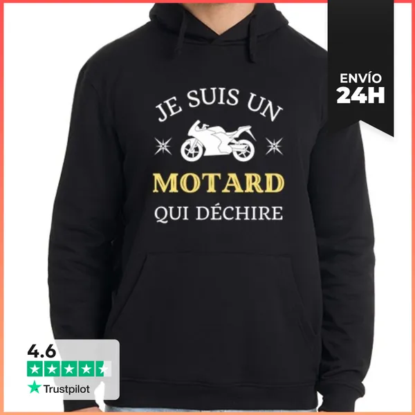 Sudadera Unisex Con Capucha Motociclista Que Rasga Humor