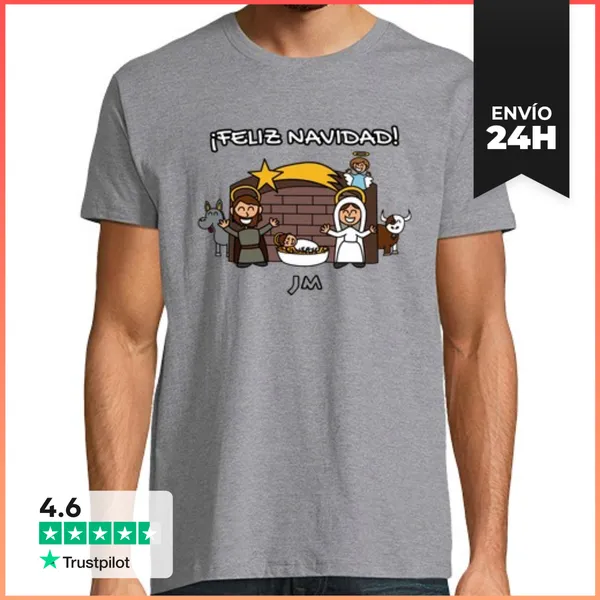 Camiseta Hombre Clásica Portal De Belén - Feliz Navidad