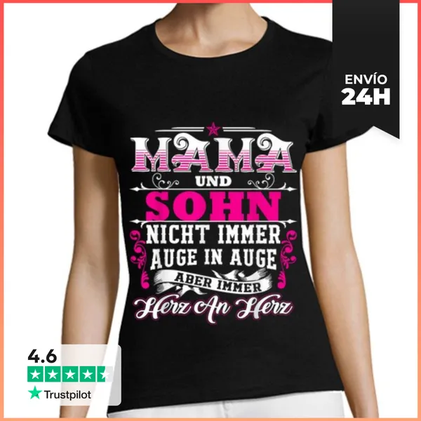 Camiseta Mujer Clásica Mamá E Hijo Look De Pareja Diciendo Madre