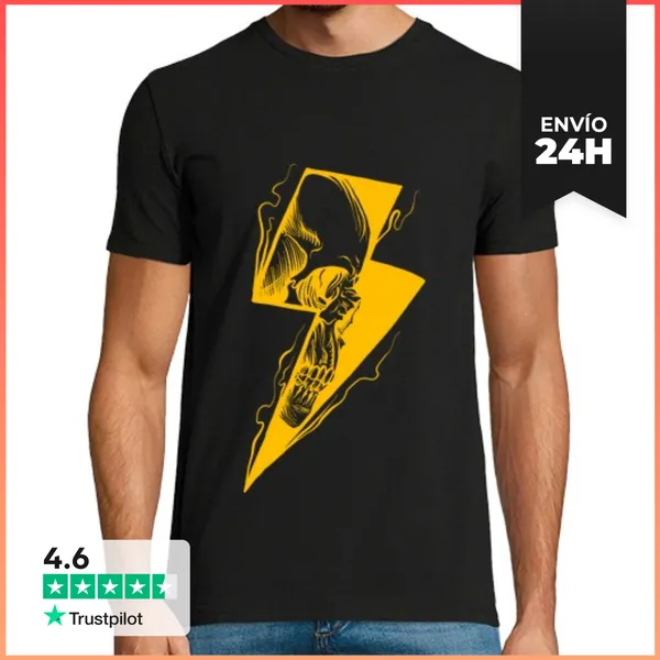 Camiseta Hombre Clásica Camiseta Calavera Rayo LaTostadora