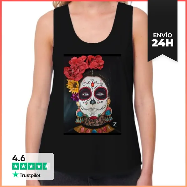 Camiseta Mujer Sin Mangas, Loose Fit Catrina Mujer, Tirantes