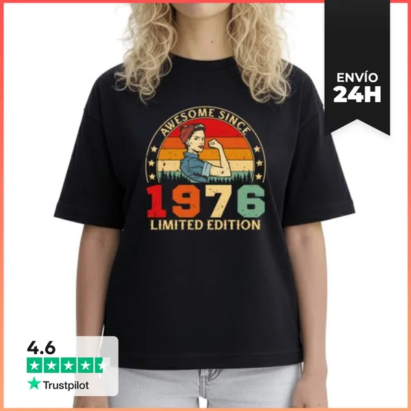 Camiseta Mujer Boxy 50 Cumpleaños 50 Años Vintage 1976