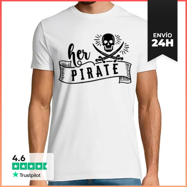 Camiseta Hombre Clásica HER PIRATE CALAVERA ESPADAS LaTostadora