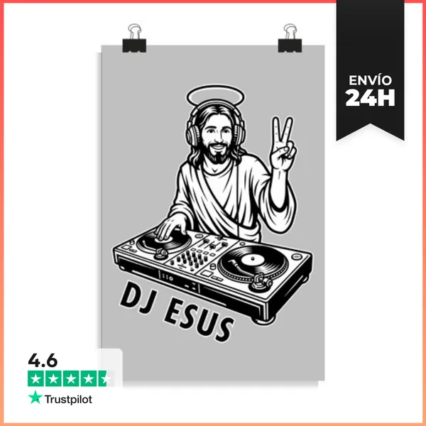 Póster Vertical Dj Esus - Meme De Música De Jesús LaTostadora