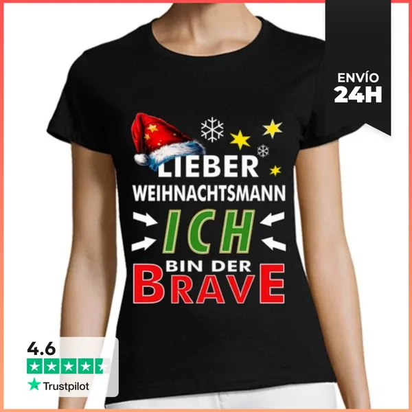 Camiseta Mujer Clásica Santa Claus Soy El Valiente LaTostadora