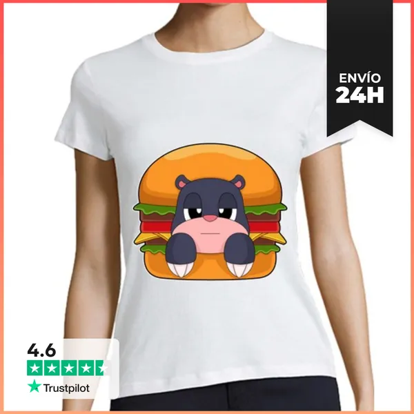 Camiseta Mujer Clásica Hamburguesa Con Queso Y Mole LaTostadora