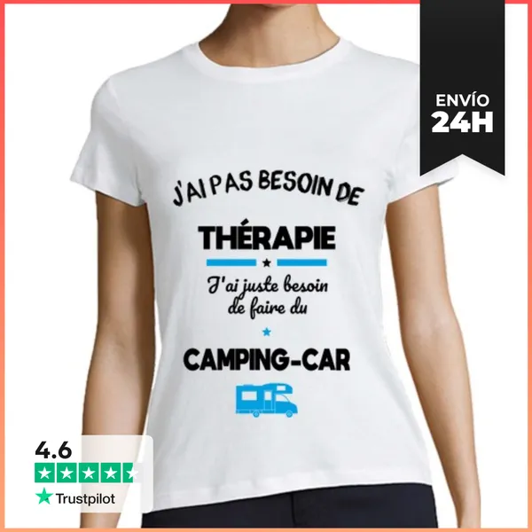 Camiseta Mujer Clásica No Necesita Terapia - Autocaravana