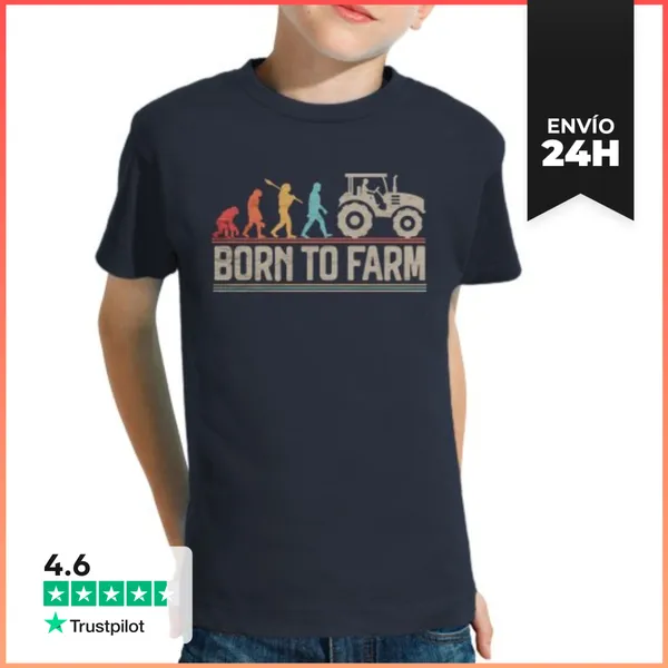 Camiseta Clásica Para Niños Nacido Para Granjero Agricultor