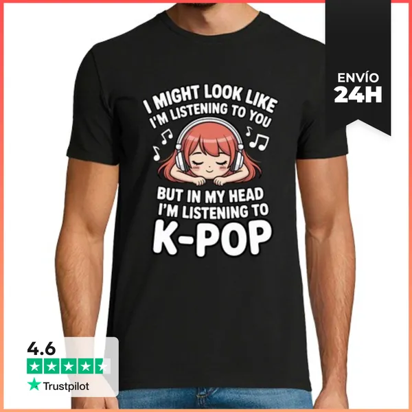 Camiseta Hombre Clásica Escuchando K Pop Música Coreana Diverti