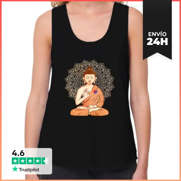 Camiseta Mujer Sin Mangas, Loose Fit Buda De La Sanación