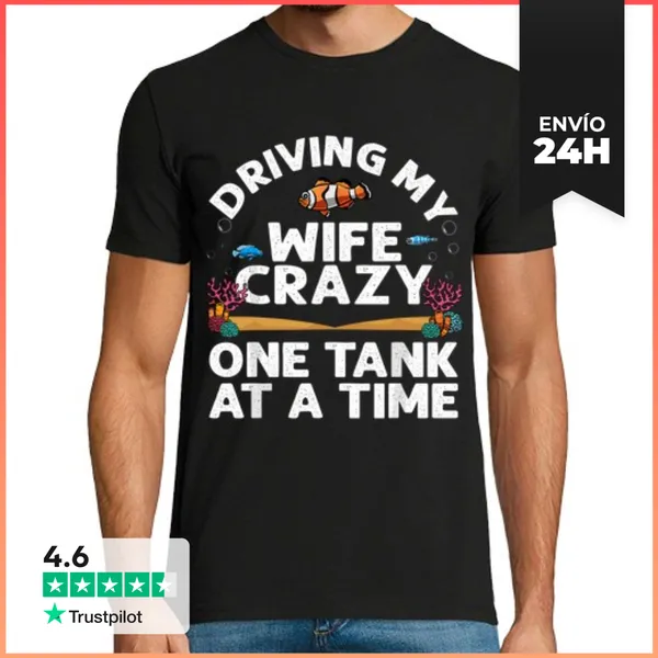 Camiseta Hombre Clásica Divertido Acuario Hombres Papá Esposo Pez