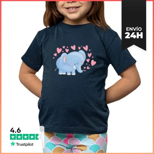 Camiseta Clásica Para Niños Elefante Con Corazones LaTostadora