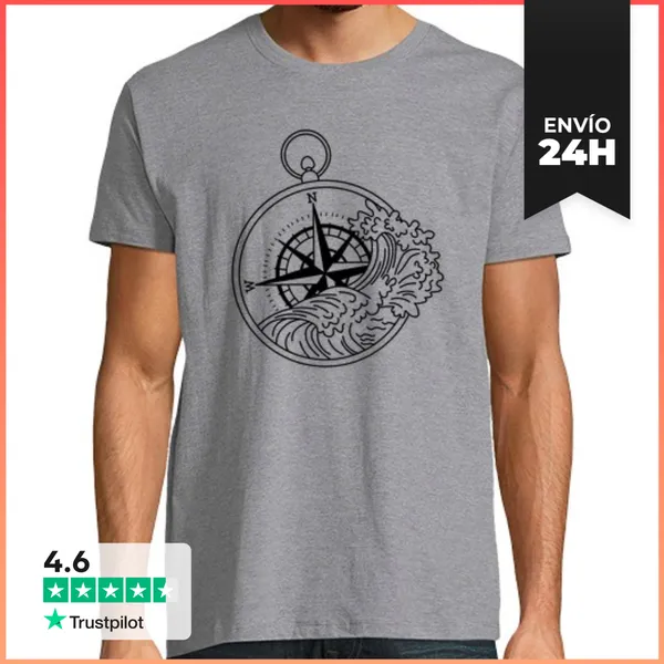 Camiseta Hombre Clásica Rosa De Los Vientos, Mesa De Orientación,