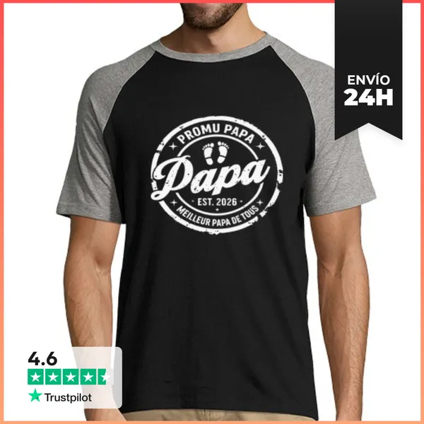 Camiseta Hombre, Estilo Béisbol Promu Papá 2026 Mejor Papá De