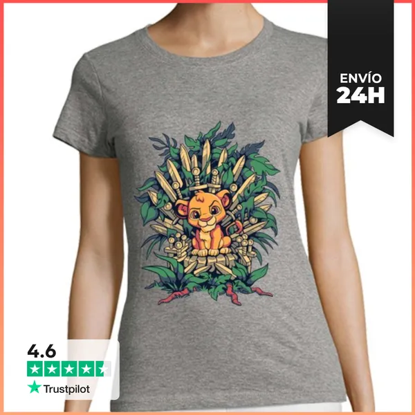 Camiseta Mujer Clásica Simba Trono Hierro Rey León Camiseta