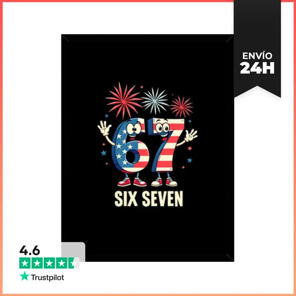 Cuadro Con Marco Vertical Bandera De EE UU 67 Memes Seis Siete