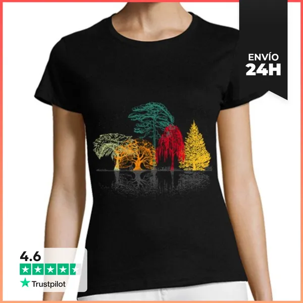 Camiseta Mujer Clásica Vida Silvestre De Otoño Árboles Exteriores