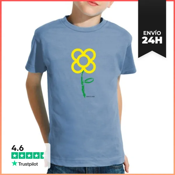 Camiseta Clásica Para Niños Flor Panot Barcelona Amarillo