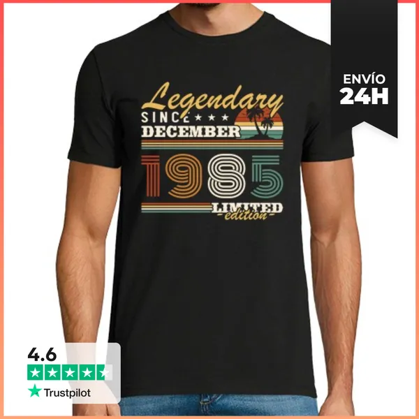 Camiseta Hombre Clásica Diciembre 1985 Vintage Cumpleaños Retro