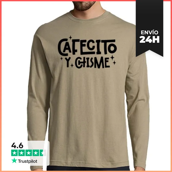 Camiseta Hombre Manga Larga Cafecito Y Chisme LaTostadora