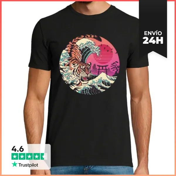 Camiseta Hombre Clásica Rad Tiger Wave Camisa Para Hombre