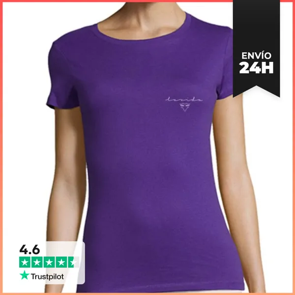 Camiseta Mujer Clásica Mujer, Manga Corta, Morado, Calidad