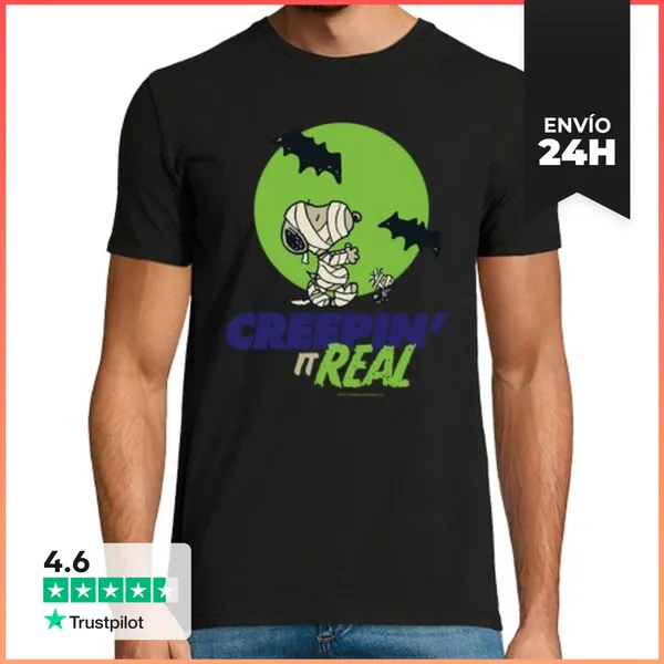 Camiseta Hombre Clásica Snoopy Creepin It Real LaTostadora