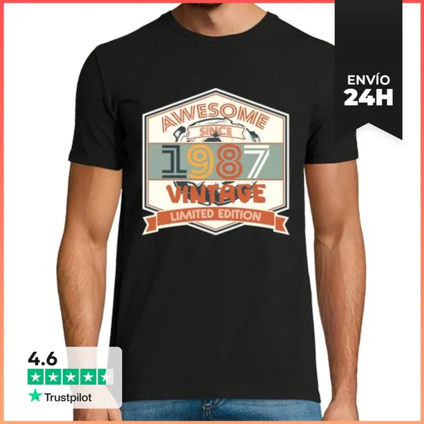 Camiseta Hombre Clásica Camiseta Vintage 1987 - Edición Limitada